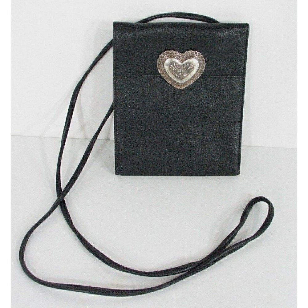 BLACK LEATHER SHOULDER BAG, WALLET BAG, HANDBAG, PURSE